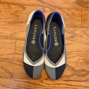 Rothy's Women's Black and Cream Flats with Blue Accents